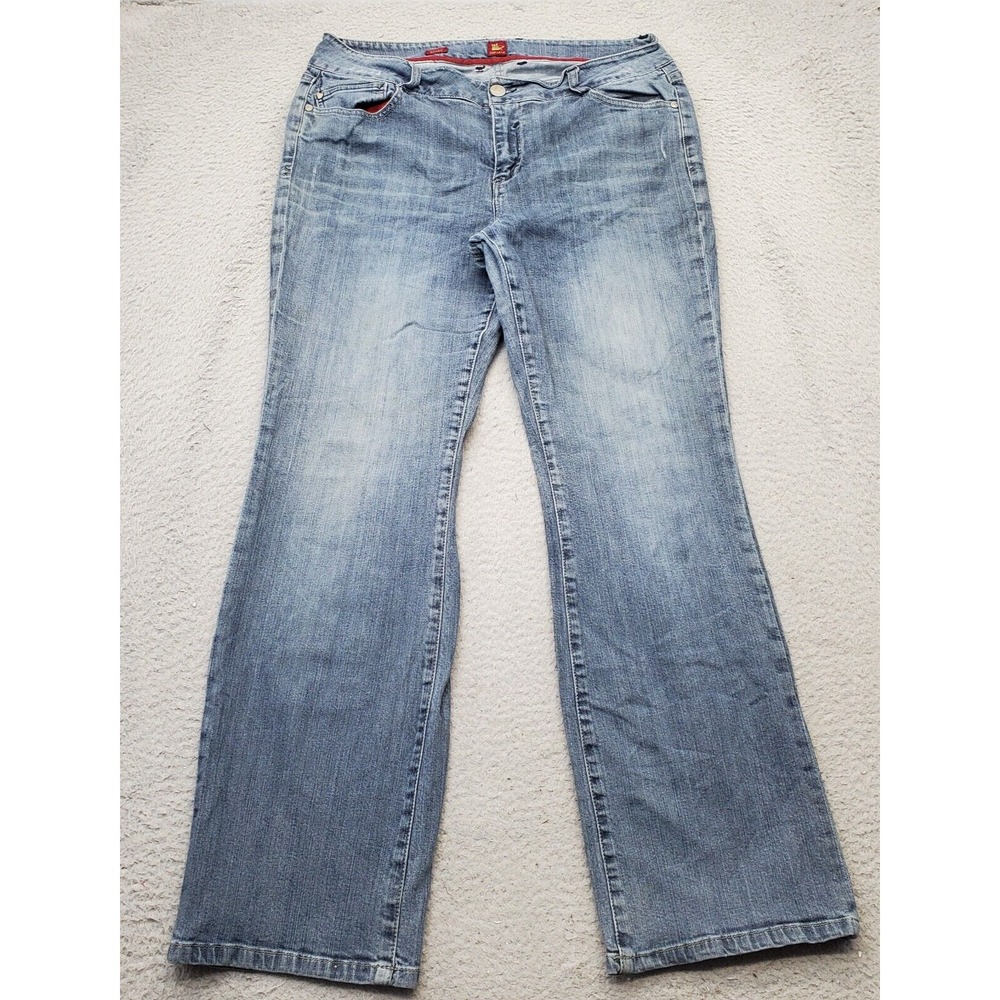 OOH LA LA  Bootcut Boogie Jeans Women's 14 Blue Denim Flat Front Medium Wash Y2K
